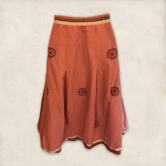 Mistral Orange Cotton Flared Skirt UK 10 US 6 EU 38 Timeless Fashions