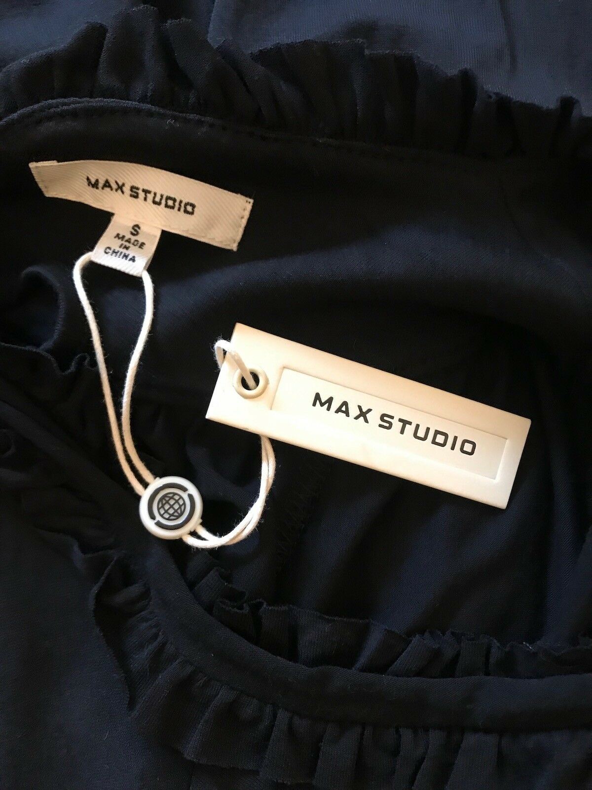 Max Studio Black Ladies Frill Detail Jersey Shift Dress UK 8 US 4 EU 36 Timeless Fashions