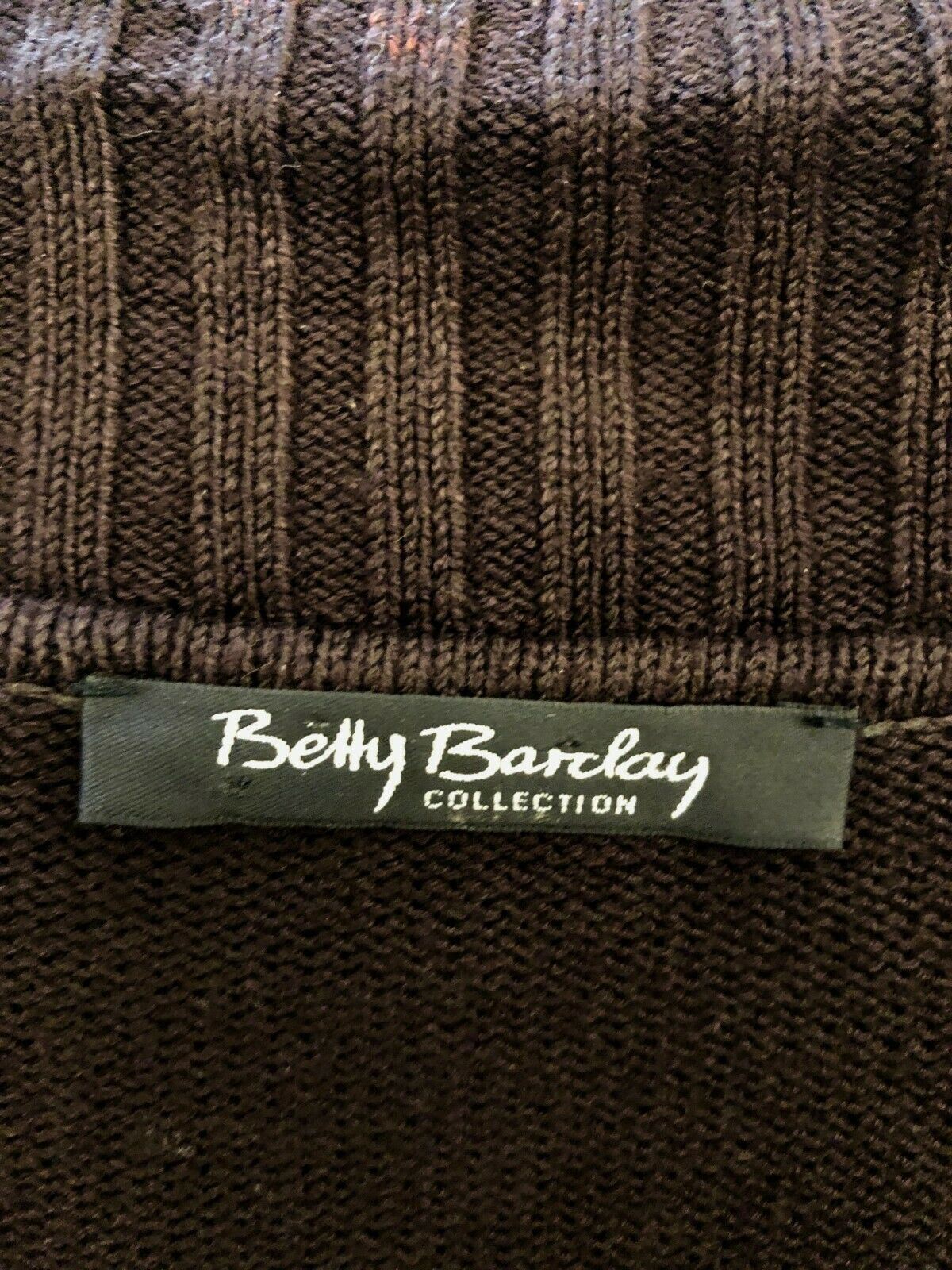 Betty Barclay Long Brown Rabbit Fur Trim Belted Cardigan UK 12 US 8 EU 40 Timeless Fashions