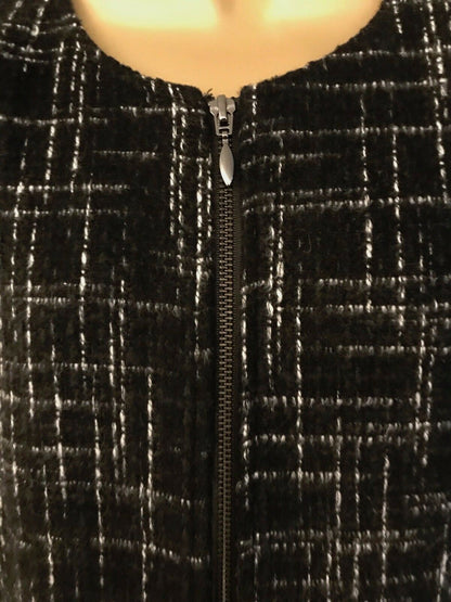 Paul Costelloe Black & White Vintage Zip Wool Blend Jacket UK 16 US 12 EU 44 Timeless Fashions