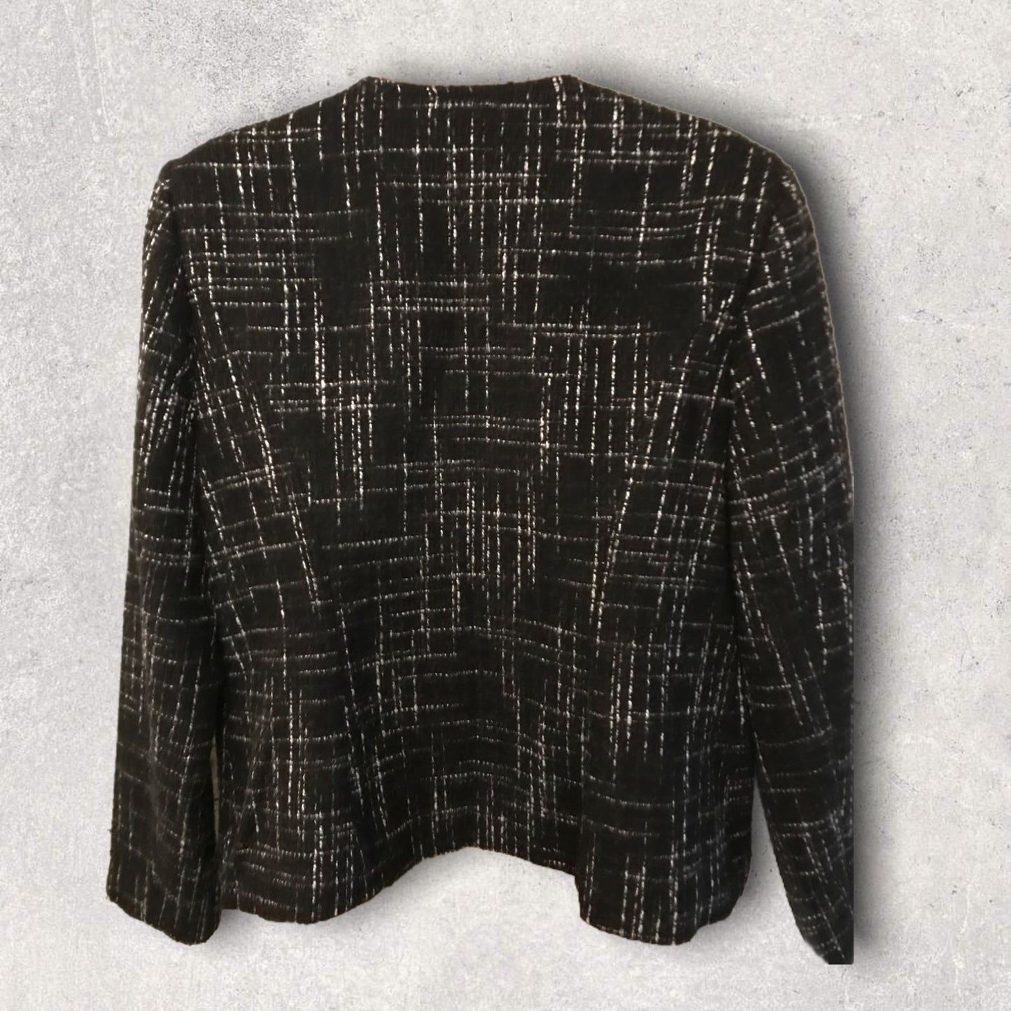 Paul Costelloe Black & White Vintage Zip Wool Blend Jacket UK 16 US 12 EU 44 BNWT Timeless Fashions