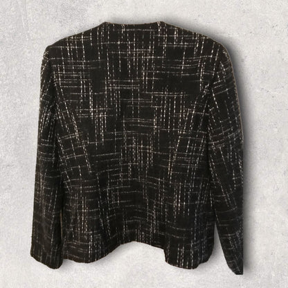 Paul Costelloe Black & White Vintage Zip Wool Blend Jacket UK 16 US 12 EU 44 Timeless Fashions
