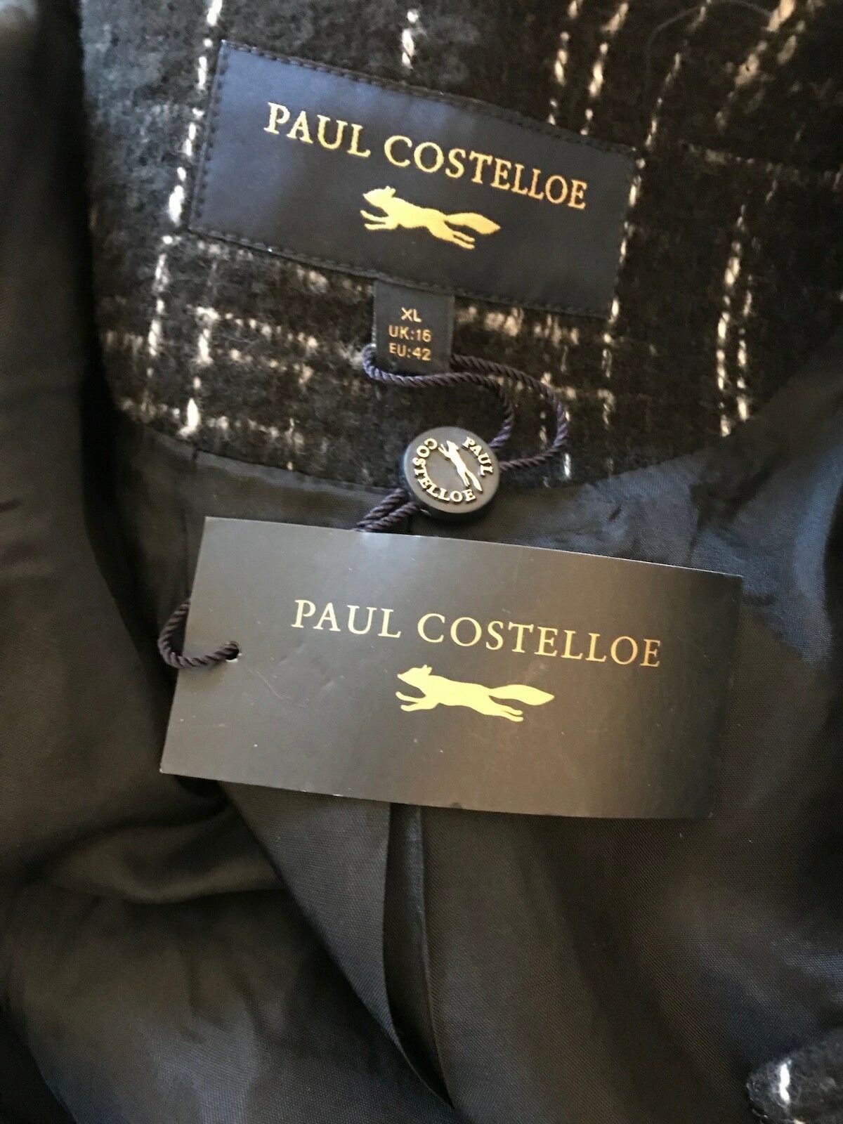 Paul Costelloe Black & White Vintage Zip Wool Blend Jacket UK 16 US 12 EU 44 BNWT Timeless Fashions