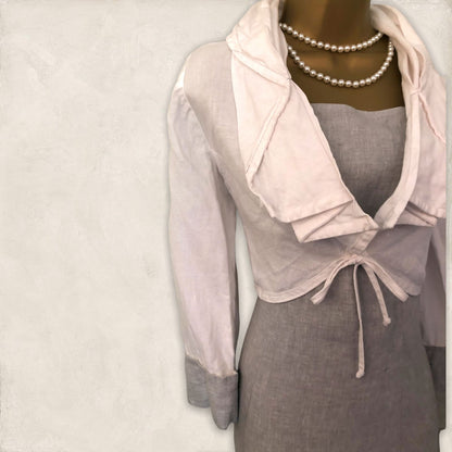 Kontrast White & Grey Linen Long Dress & Jacket, Lagenlook Size 36 UK 10 US 6 EU 38 Timeless Fashions