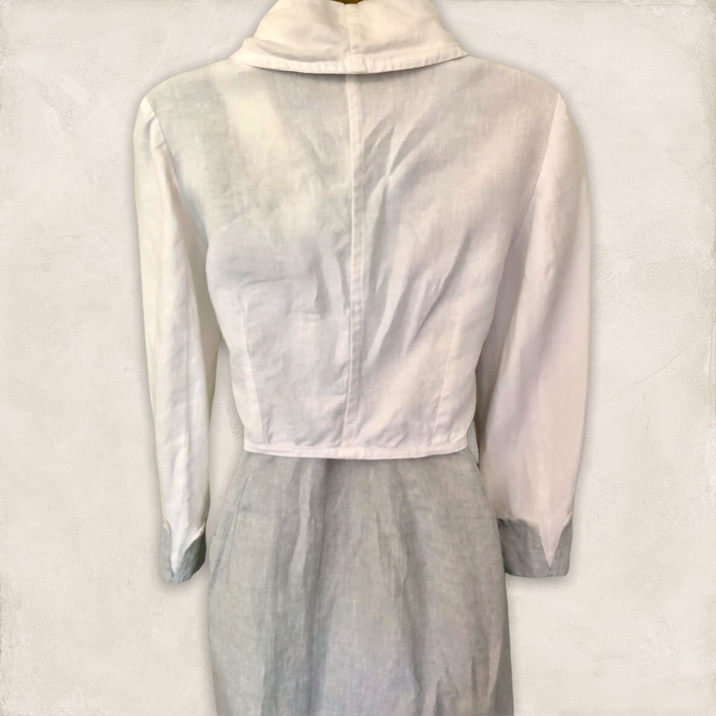 Kontrast White & Grey Linen Long Dress & Jacket, Lagenlook Size 36 UK 10 US 6 EU 38 Timeless Fashions