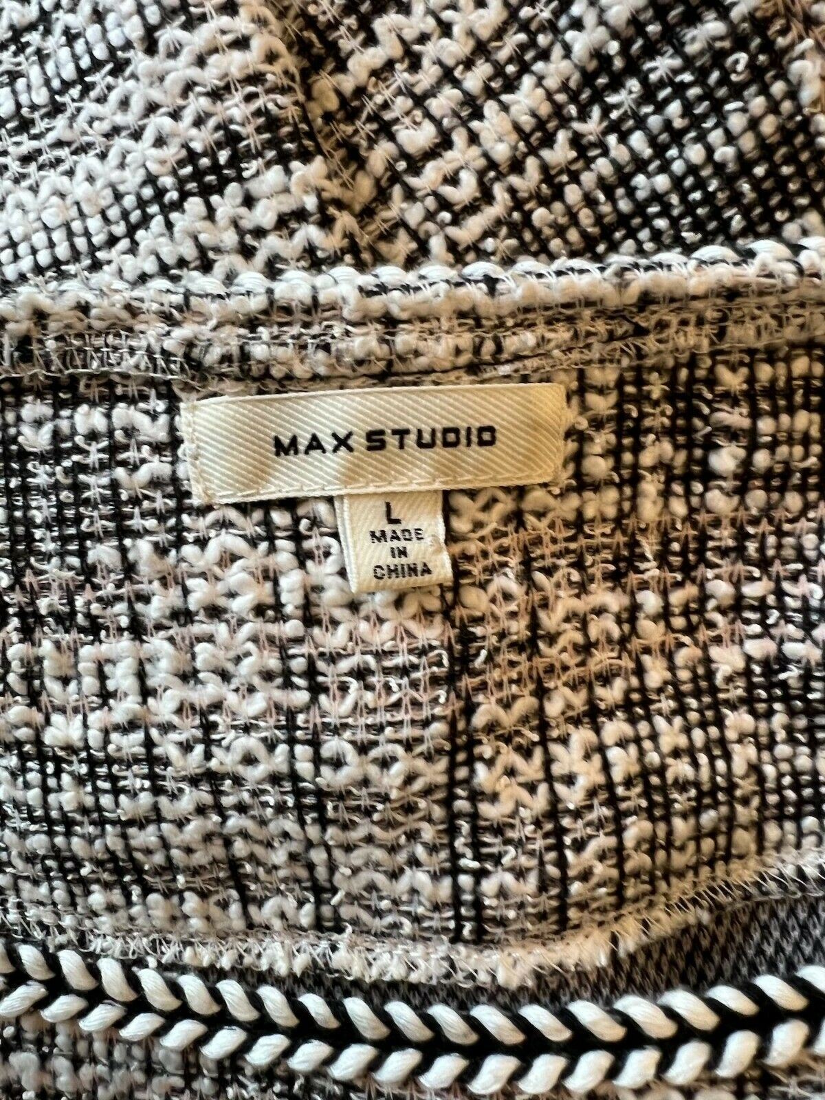 Max Studio Black & White Tweed Skater Dress Sz L UK 14 US 10 EU 42 Timeless Fashions