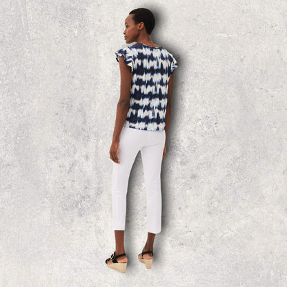 Libra White Cotton Summer Cropped Trousers UK 10 US 6 EU 38 Timeless Fashions