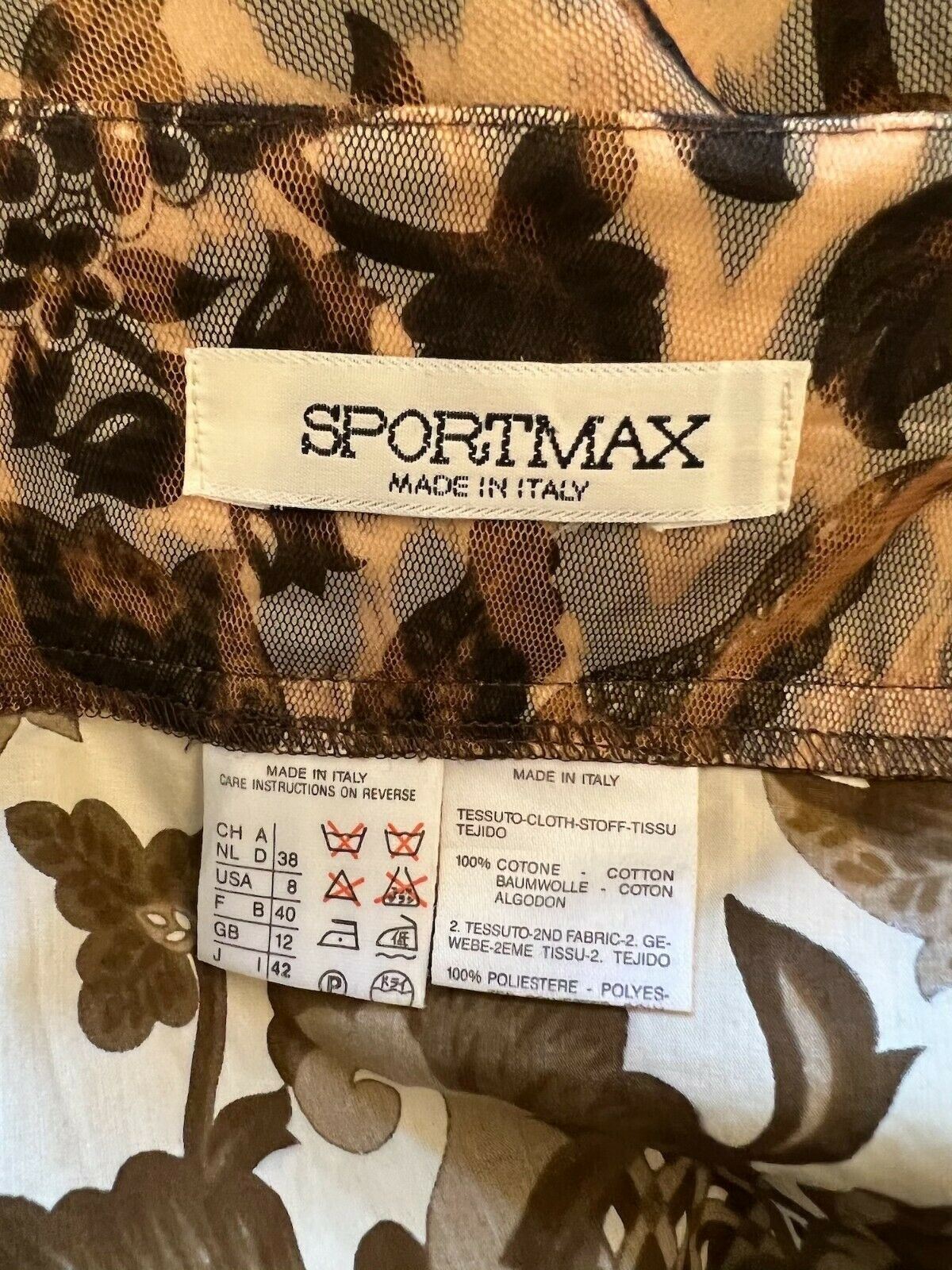 Sportmax Max Mara Womens Vintage Brown Floral Mesh Bodycon Mini Skirt UK 10 US 6 EU 38 IT 42 Timeless Fashions