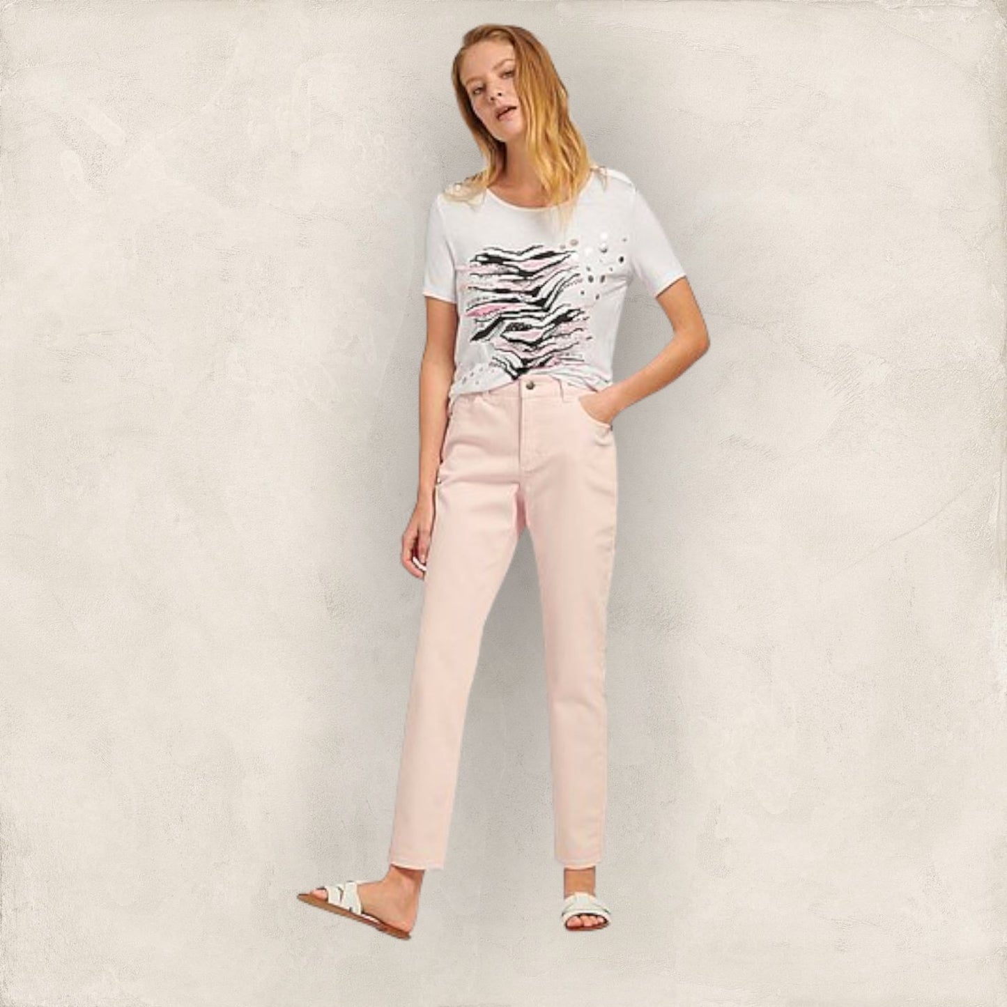 Gerard Darel Women's Pale Pink Slim Leg Ankle Grazer Stretch Jeans UK 16 US 12 EU 44 Timeless Fashions