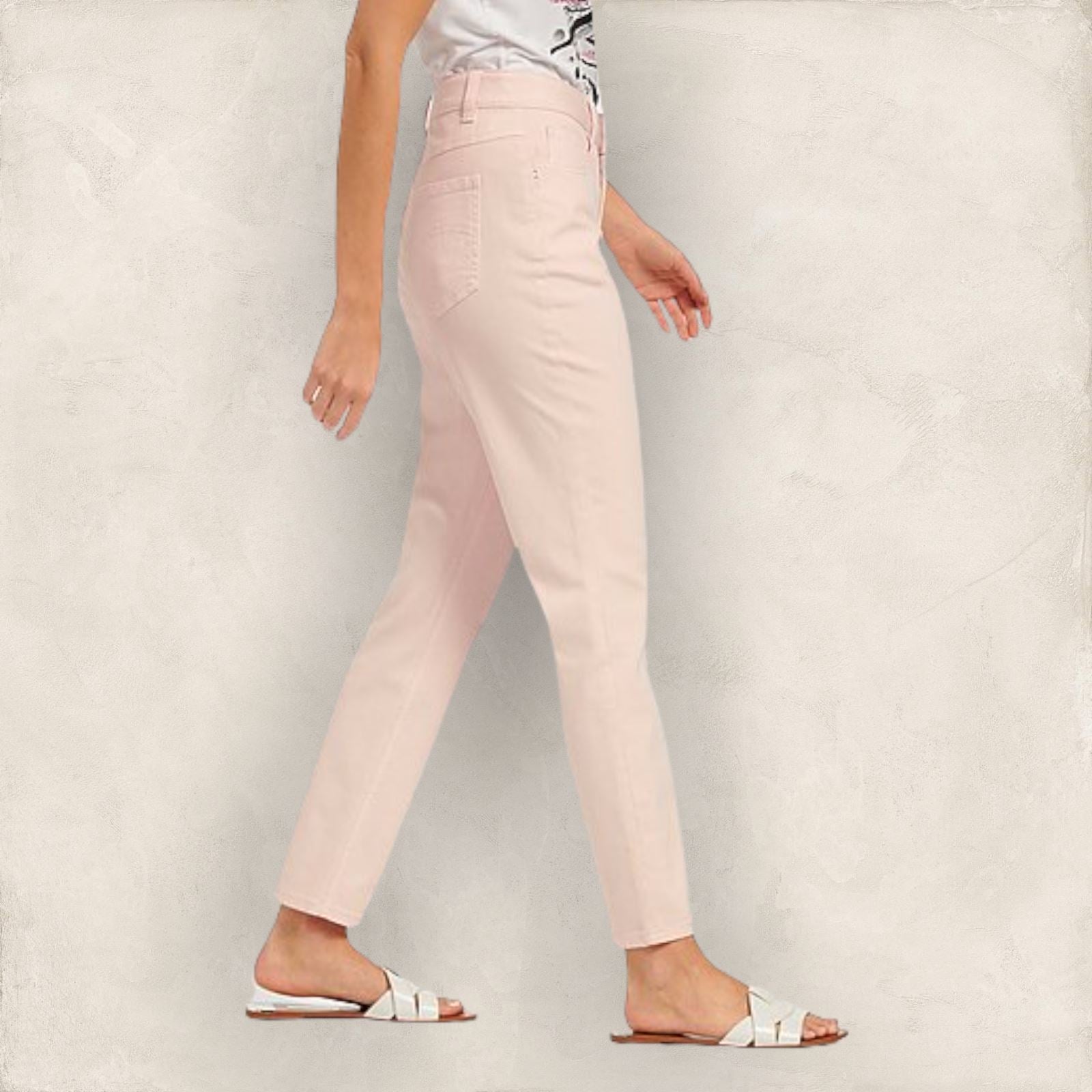 Gerard Darel Women's Pale Pink Slim Leg Ankle Grazer Stretch Jeans UK 16 US 12 EU 44 Timeless Fashions