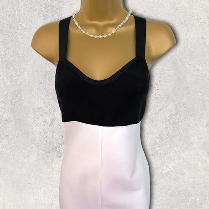 Coast Black & White Front Split Crossover Back Bodycon Dress UK 10/12 EU 38/40 Timeless Fashions