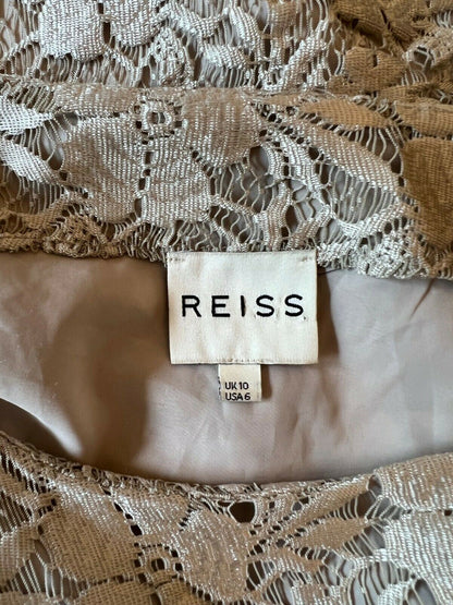 Reiss Donatella Champagne Lace Bodycon Dress UK 10 RRP £189 Timeless Fashions