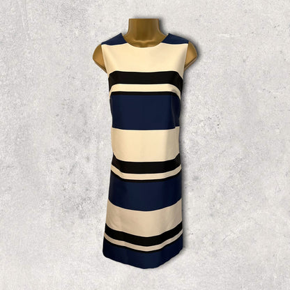 Linea Navy, Ivory & Black Colour Block Dress Jacket Suit UK 12 EU 40 US 8 Timeless Fashions