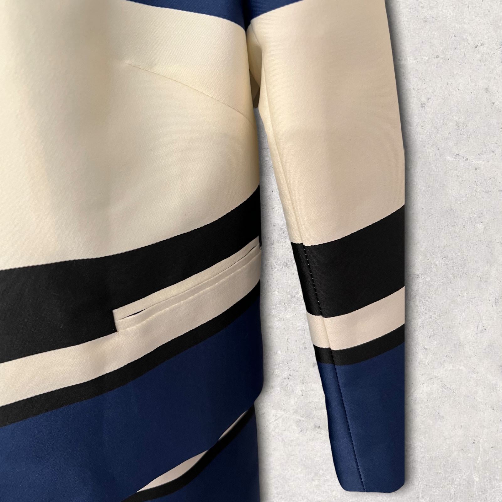 Linea Navy, Ivory & Black Colour Block Dress Jacket Suit UK 12 EU 40 US 8 Timeless Fashions