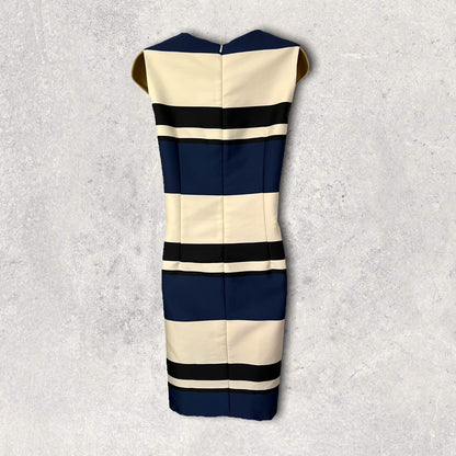 Linea Navy, Ivory & Black Colour Block Dress Jacket Suit UK 12 EU 40 US 8 Timeless Fashions