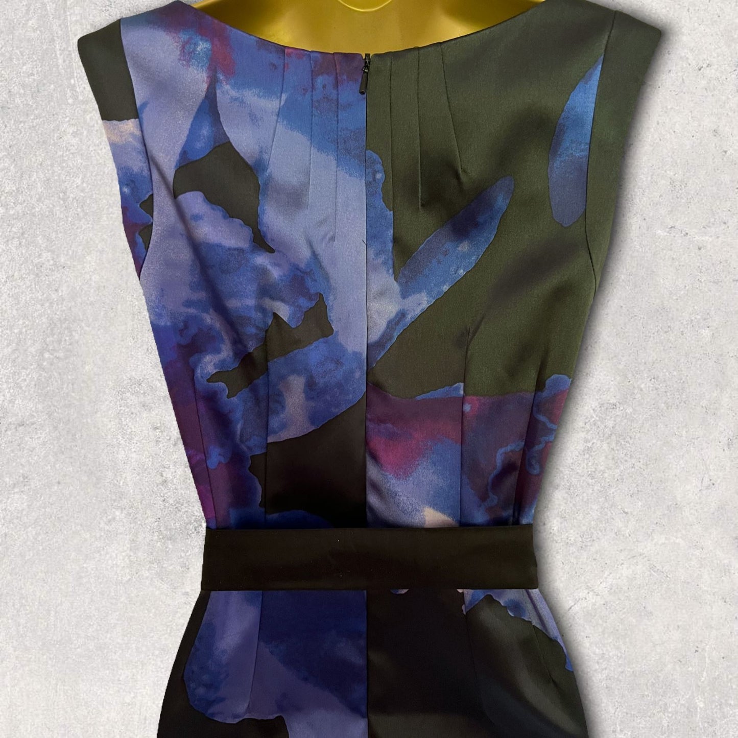Coast Black & Blue Floral Satin Sleeveless Dress UK 10 US 6 EU 38 Timeless Fashions