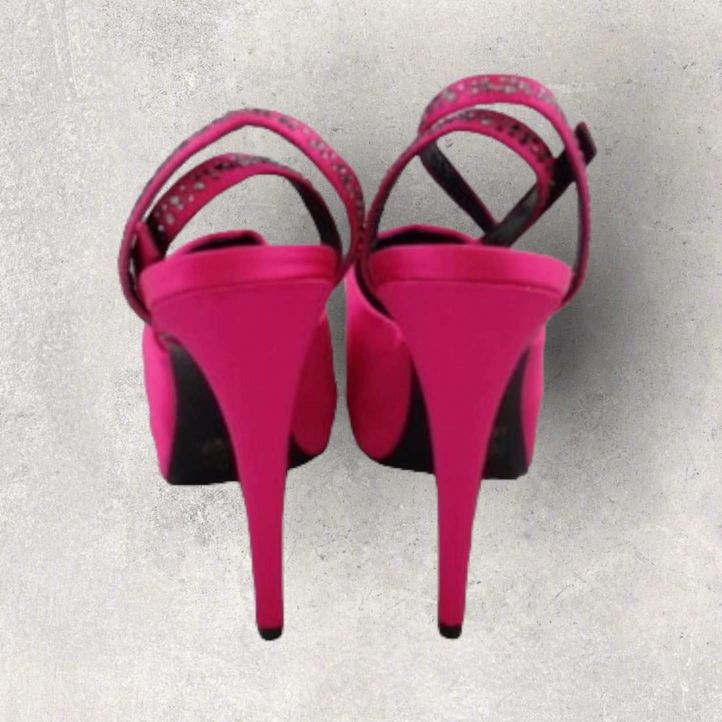 Reiss Ladies Fuschia Pink Satin Stiletto Crystal Peep Toe Shoes UK 6 RRP £169 Timeless Fashions