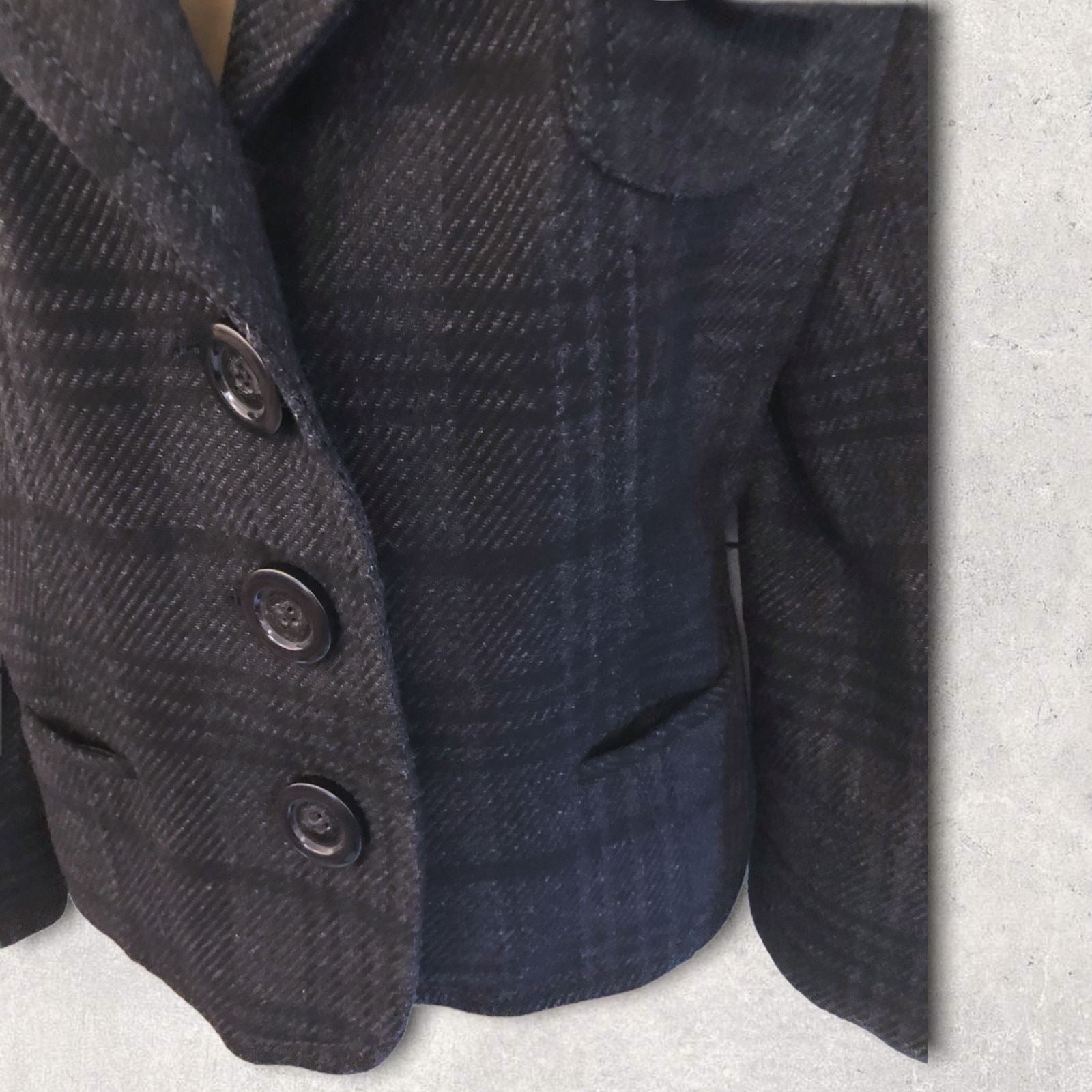 Gerard Darel Charcoal Grey Check Wool Jacket UK 18 US 14 EU 43 Timeless Fashions