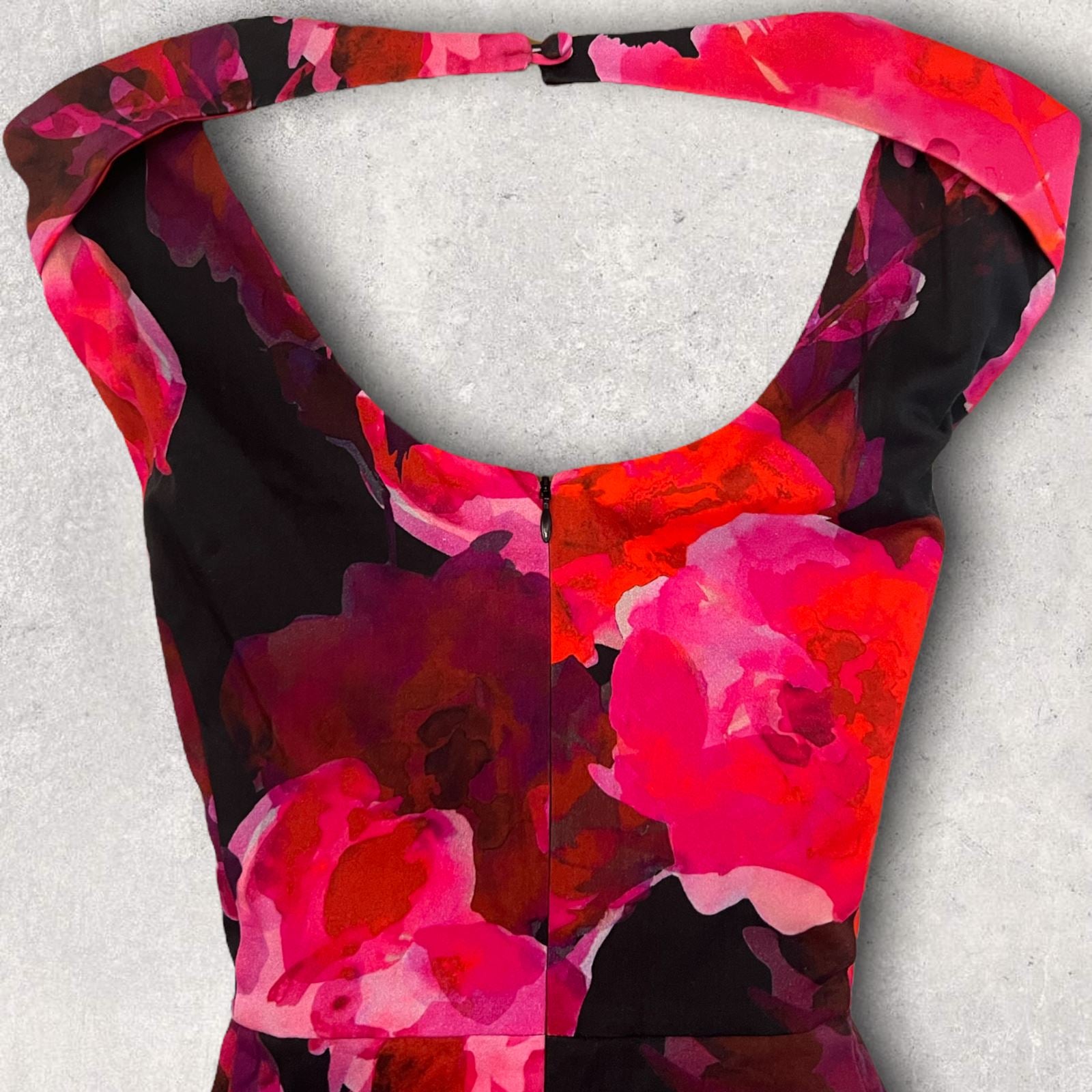 Phase Eight Pink & Black Floral Sleeveless Stretch Cotton Dress UK 14 US 10 EU 42 Timeless Fashions