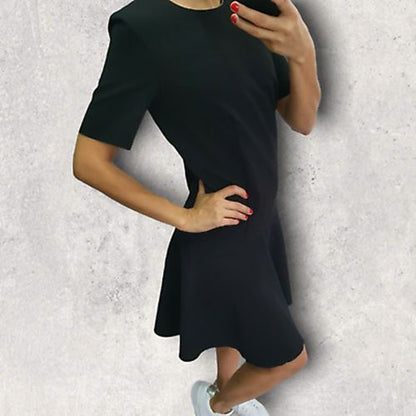 COS Black Short Sleeve Drop Waist Skater Dress UK 10 US 8 EU 38 Timeless Fashions