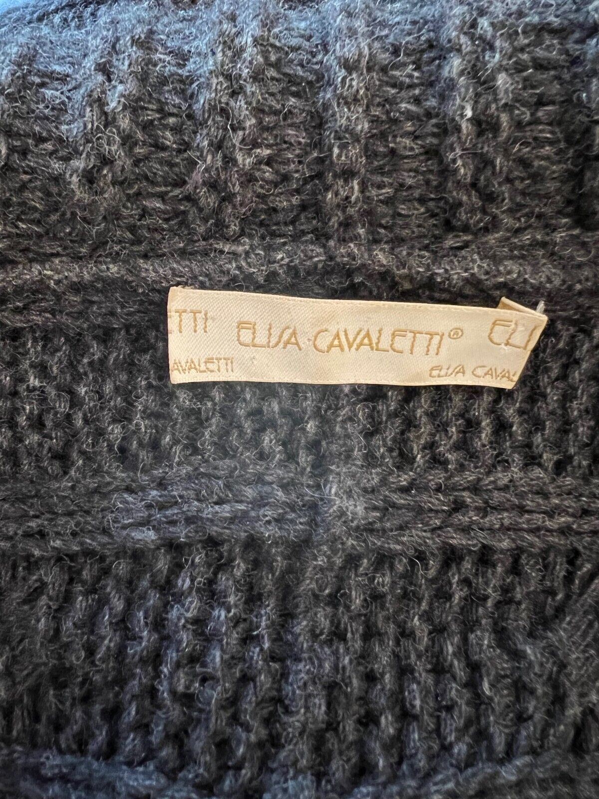 Elisa Cavaletti Charcoal Grey Wool Cable Knit Chunky Cardigan Size M UK 10/12 US 6/8 EU 38/40 Timeless Fashions