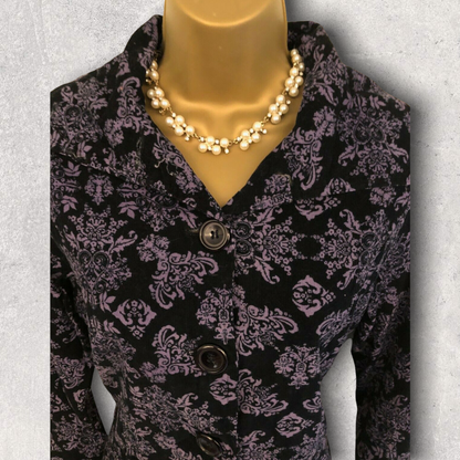 Amari Women's Purple & Black Needle Cord Lightweight Coat UK 12 US 8 EU 40 Timeless Fashions