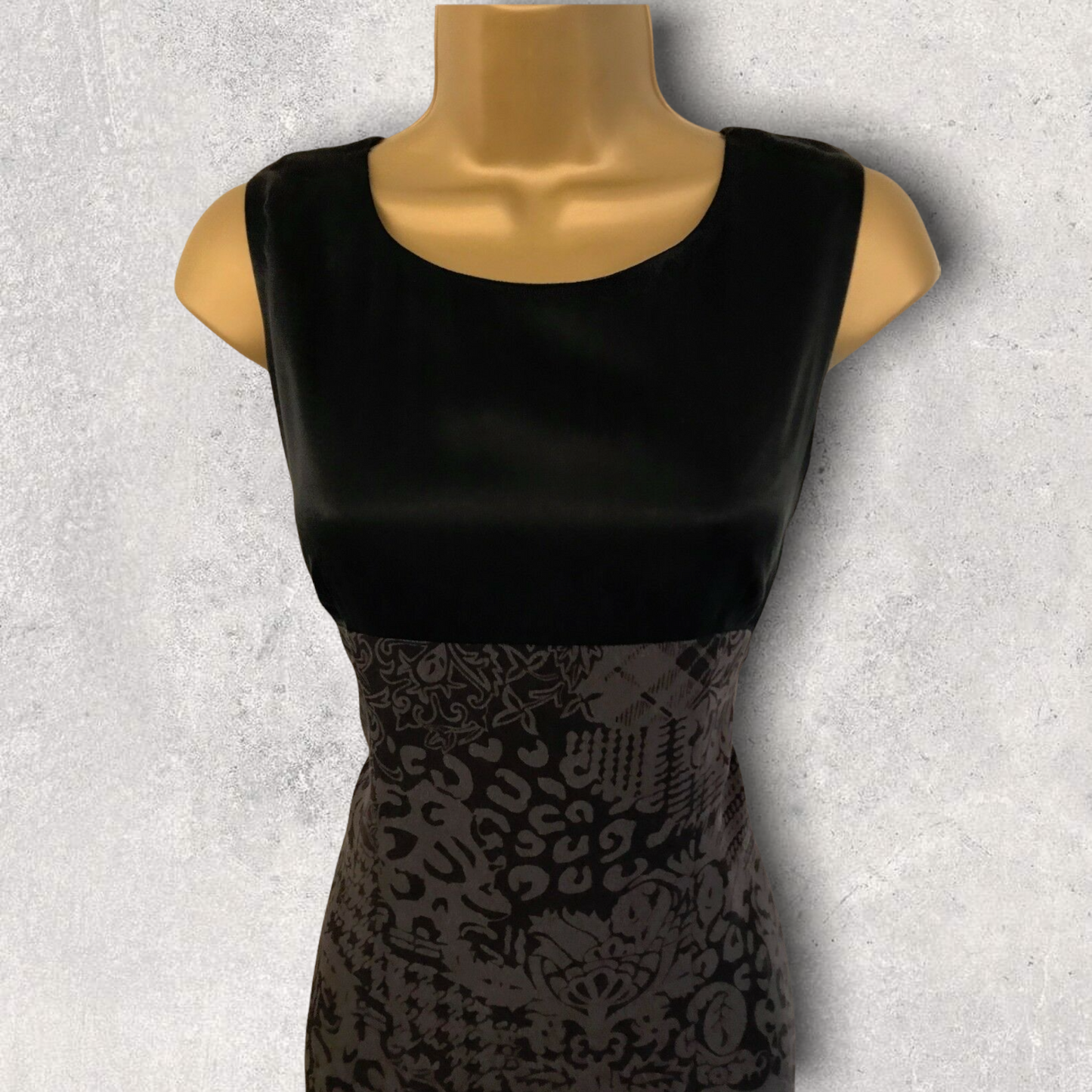 August Womens Silk Black & Grey Silk Pencil Dress UK 8 US 4 EU 36 Timeless Fashions