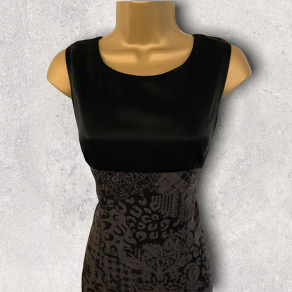 August Womens Silk Black & Grey Silk Pencil Dress UK 8 US 4 EU 36 Timeless Fashions