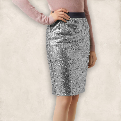 Fenn Wright Manson Caroline Skirt, Silver/Grey Sequin UK 18 US 14 EU 46 Timeless Fashions