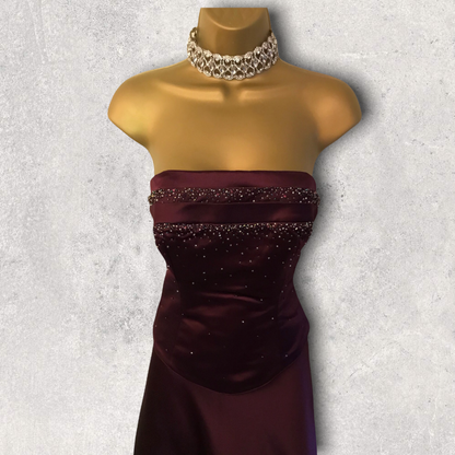 Veromia Womens Burgundy Satin Skirt & Bodice UK 10/12 Timeless Fashions
