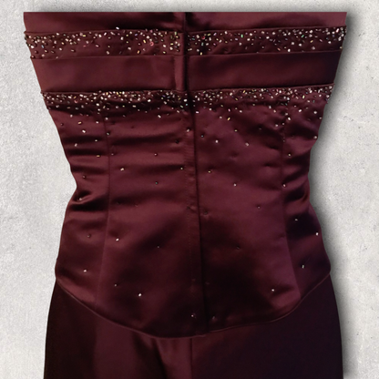 Veromia Womens Burgundy Satin Skirt & Bodice UK 10/12 Timeless Fashions