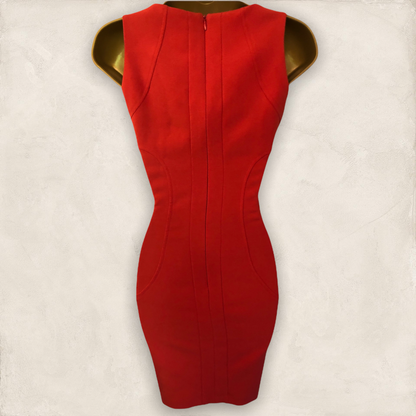 Tenax Red Studded Bodycon Sleeveless Dress UK 8 US 4 EU 36 IT 40 RRP £230.00 Timeless Fashions