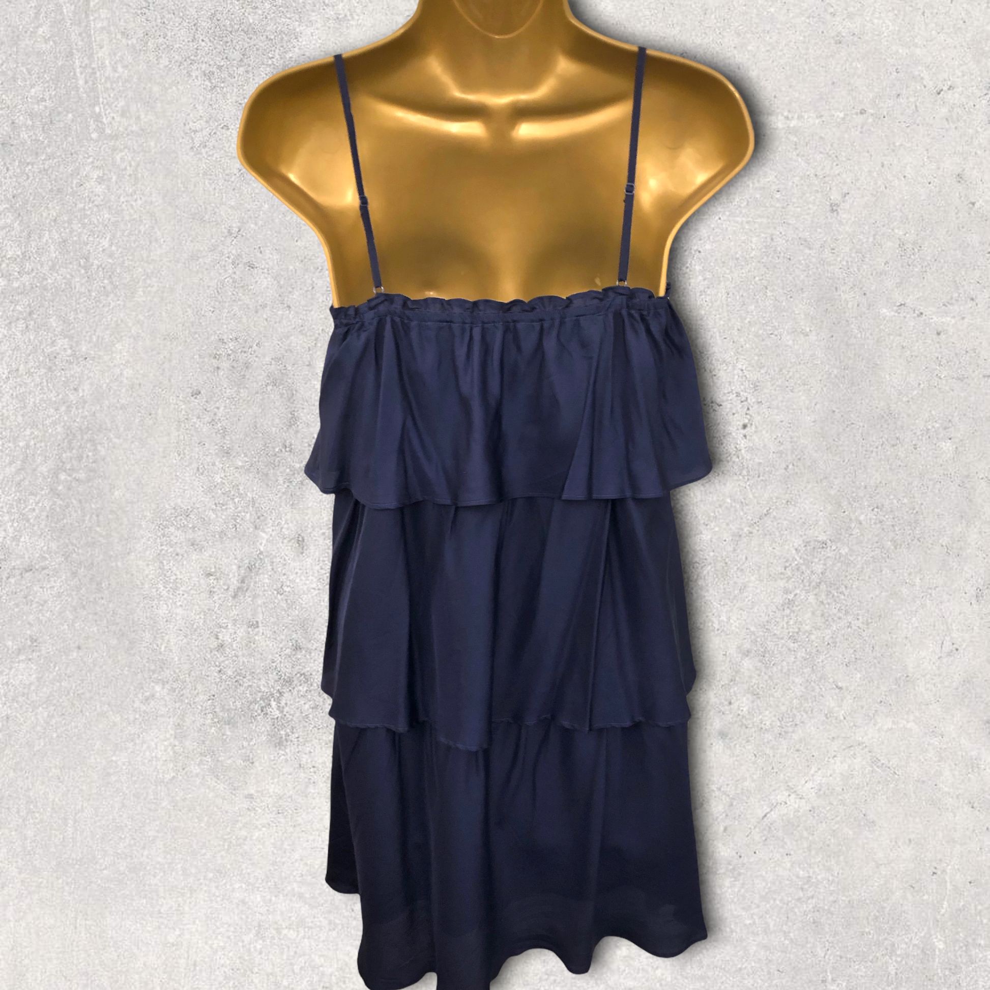 Ella Moss Navy Silk Tiered Mini Dress Size S UK 8 US 4 EU 36 Timeless Fashions