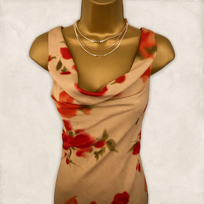 Chrystiano Beige & Red Floral Special Occasion Outfit UK 12 US 8 EU 40 Timeless Fashions