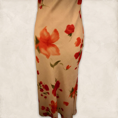Chrystiano Beige & Red Floral Special Occasion Outfit UK 12 US 8 EU 40 Timeless Fashions
