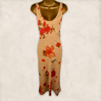 Chrystiano Beige & Red Floral Special Occasion Outfit UK 12 US 8 EU 40 Timeless Fashions