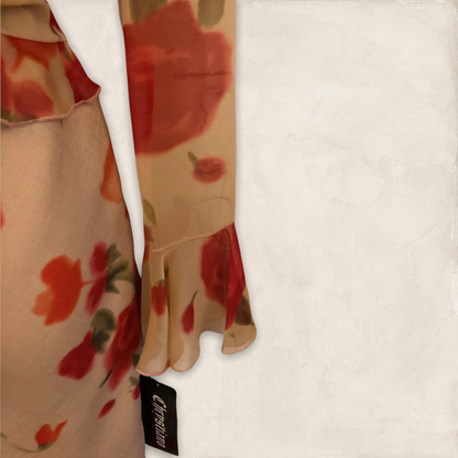 Chrystiano Beige & Red Floral Special Occasion Outfit UK 12 US 8 EU 40 Timeless Fashions