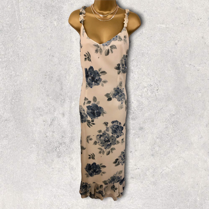 Latte Ivory & Blue Floral Special Occasion Outfit UK 12 US 8 EU 40 BNWT Timeless Fashions