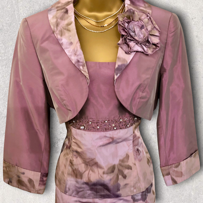 Frank Usher Lavender Floral 3 Piece Wedding Suit UK 12 US 8 EU 40 Timeless Fashions