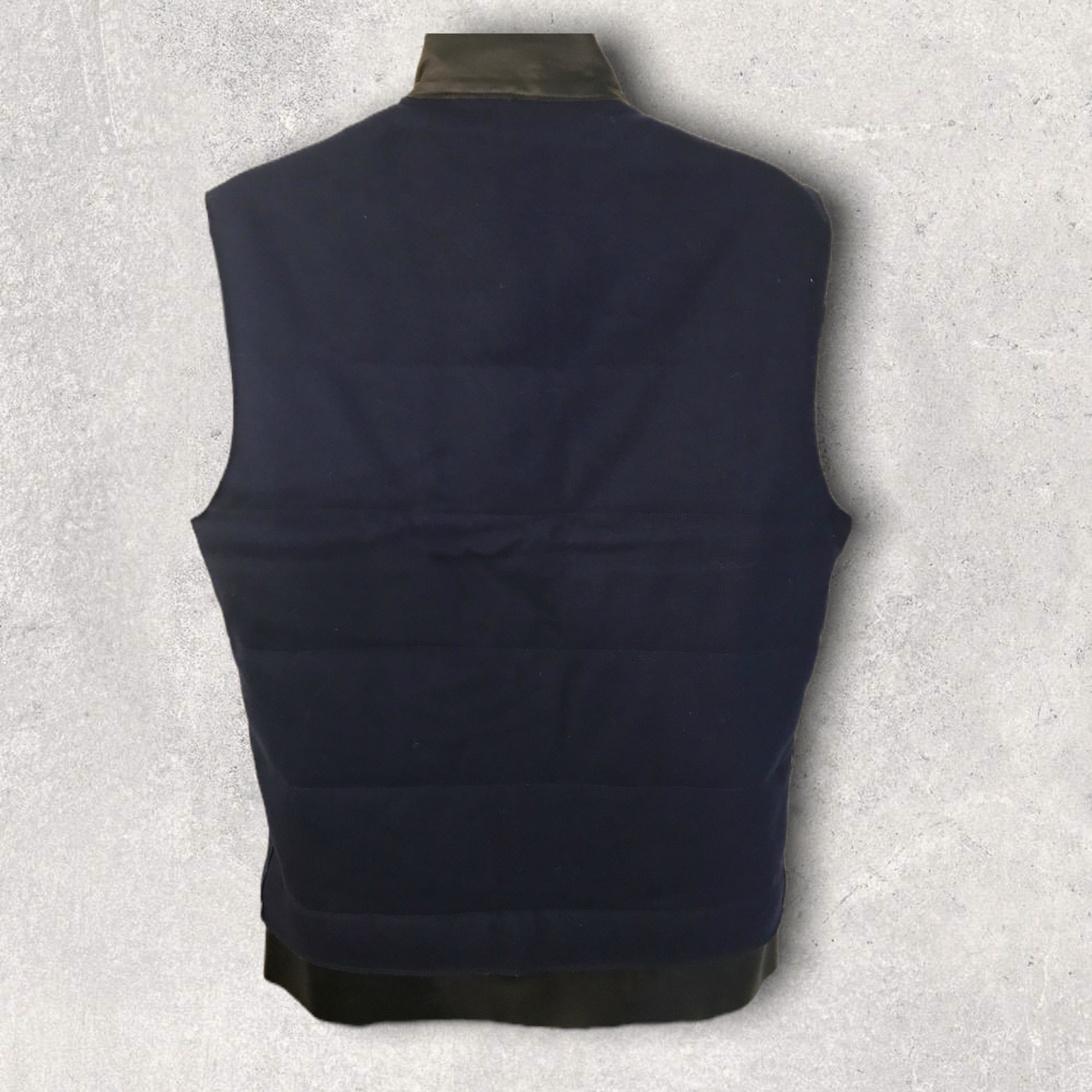 Costume Nemutso Mens Blue Wool Padded Bodywarmer Gilet UK 38 EU 48 RRP £249 Timeless Fashions