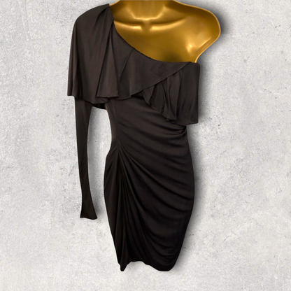 Yigal Azrouel Storm Blue One Shoulder One Sleeve Dress UK 8 US 4 EU 36 EU 34 Timeless Fashions