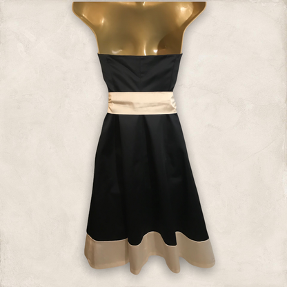 Coast Black & Cream Satin Dress UK 10 US 6 EU 38 Timeless Fashions