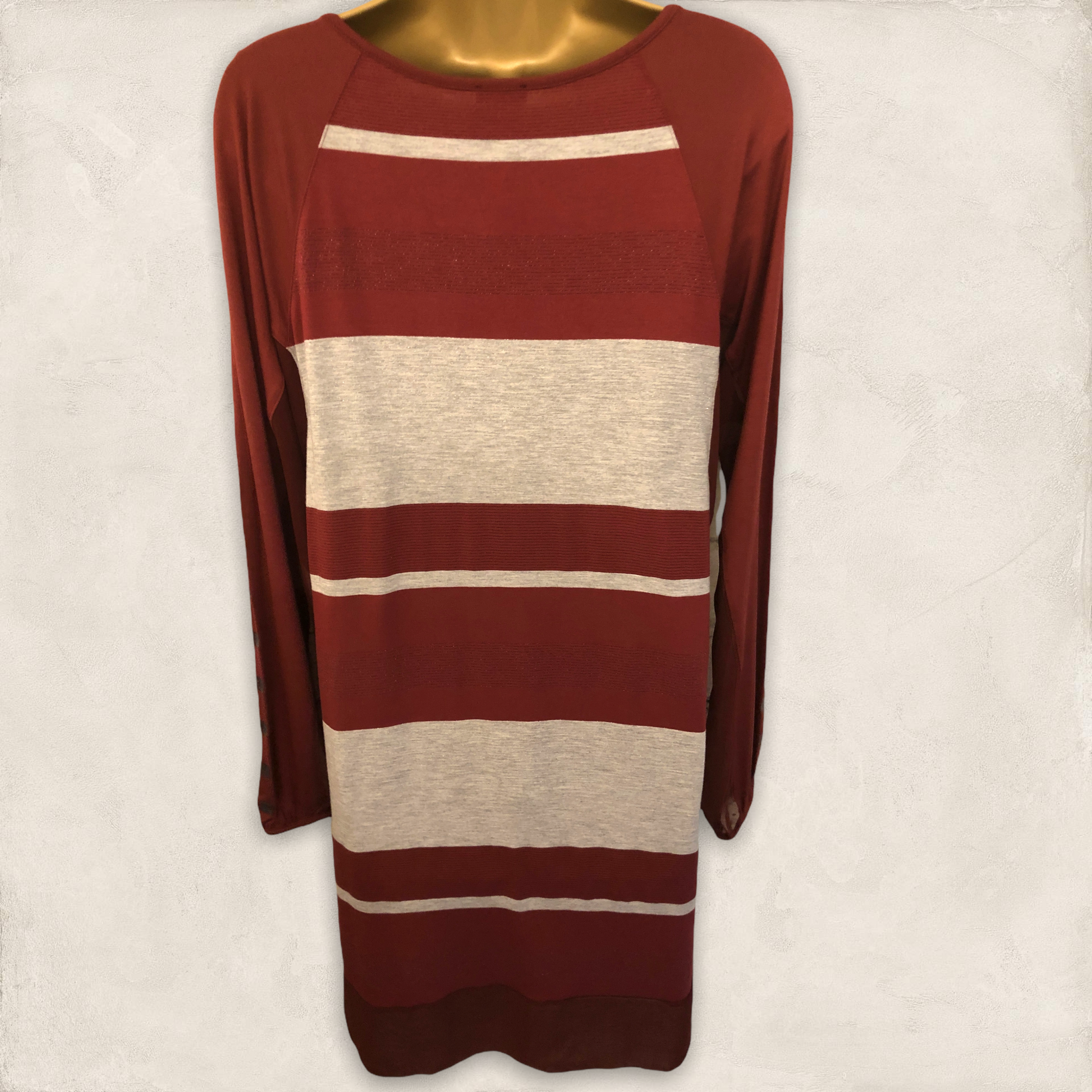 Ana Sousa Be Young Maroon Striped Jersey Tunic Dress UK 10 US 6 EU 38 Timeless Fashions