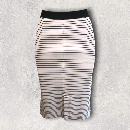 Uniqlo White Black Striped Stretch Pencil Skirt UK 10 EU 38 US 8 IT 42 Timeless Fashions