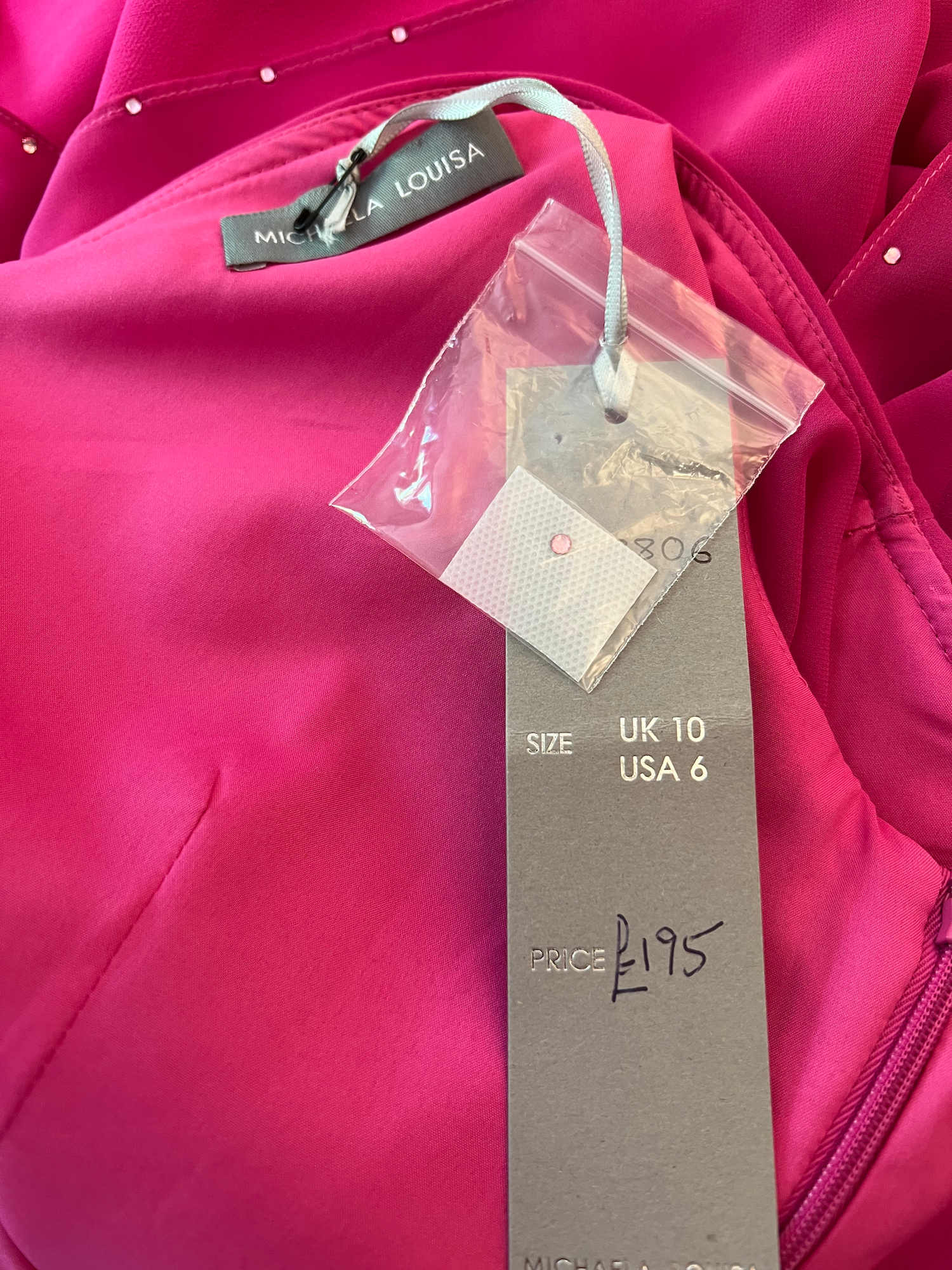 Michaela Louisa Hot Pink Chiffon Layered Dress UK 10 US 6 EU 38 BNWT RRP £195 Timeless Fashions