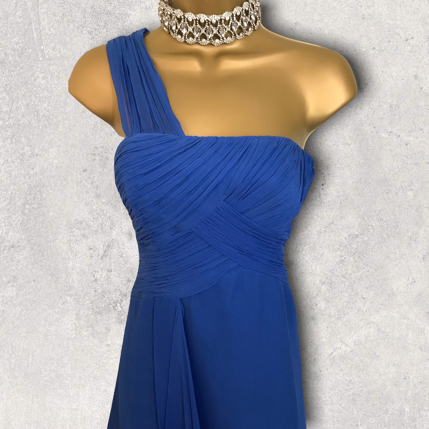 Monsoon Rhumba Blue One Shoulder Silk Dress UK 10 US 6 EU 38 BNWT RRP £135 Timeless Fashions