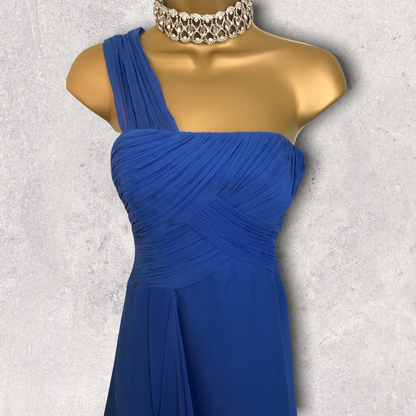 Monsoon Rhumba Blue One Shoulder Silk Dress UK 10 US 6 EU 38 Timeless Fashions