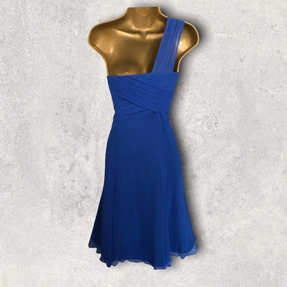 Monsoon Rhumba Blue One Shoulder Silk Dress UK 10 US 6 EU 38 Timeless Fashions