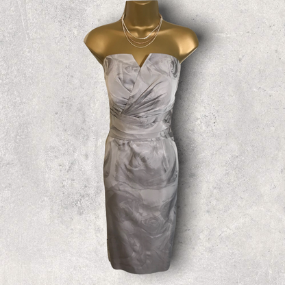 ISPIRATO Silver Grey Floral Special Occasion Outfit UK 8 US 4 EU 36 Timeless Fashions