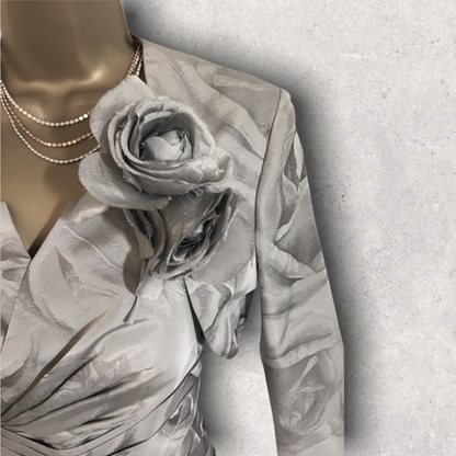 ISPIRATO Silver Grey Floral Special Occasion Outfit UK 8 US 4 EU 36 Timeless Fashions